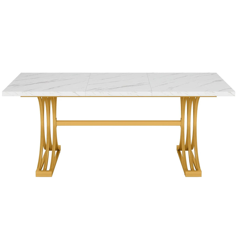 Executive Desk With X-Legs, Sturdy Office Workstation For Home Office - White / Gold