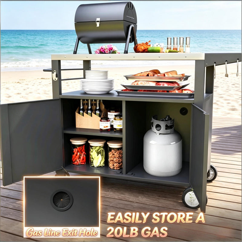 Convenient Kitchen Island, Movable Grill Cart Table, Oven Table, Versatile Bar Cart by HouseOfZazla