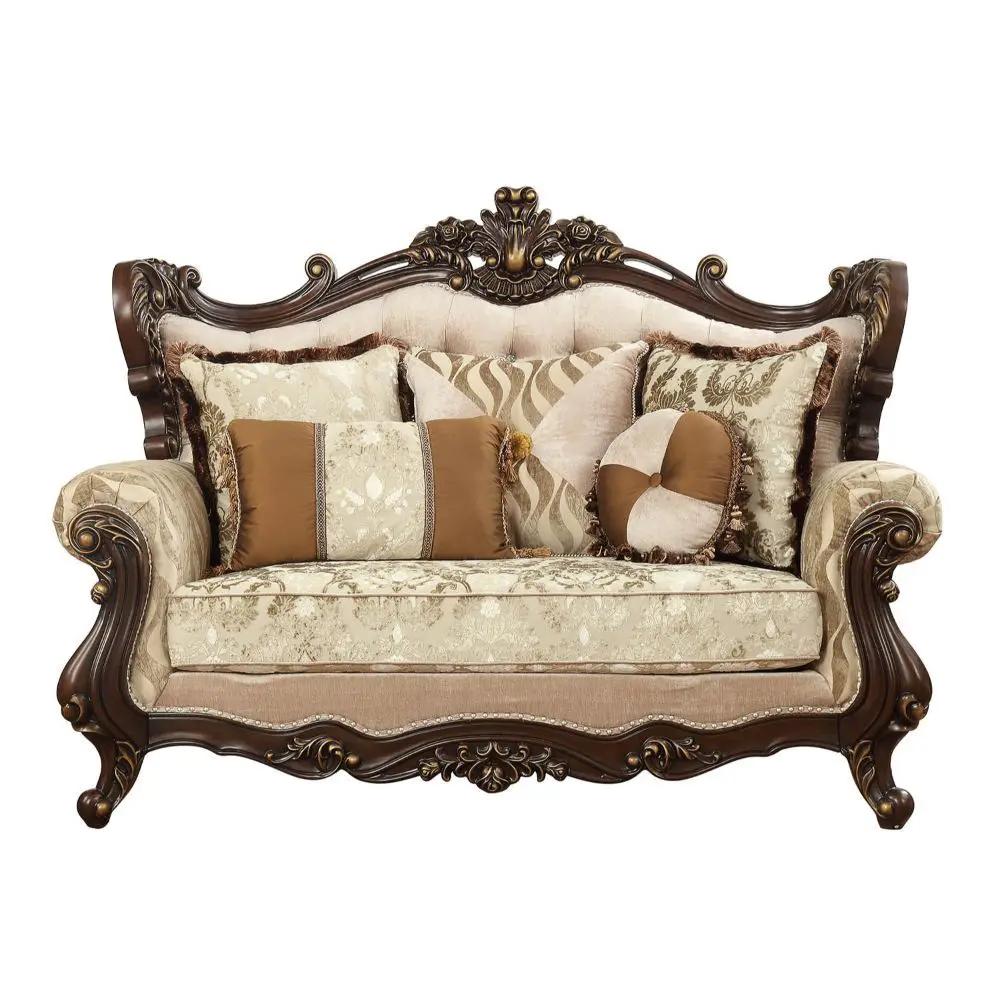 Shalisa - Loveseat With 5 Pillows (Same Lv01586) - Fabric & Walnut by Unique Piece Furniture
