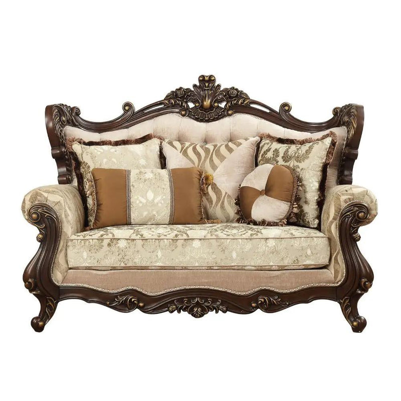 Shalisa - Loveseat With 5 Pillows (Same Lv01586) - Fabric & Walnut by Unique Piece Furniture