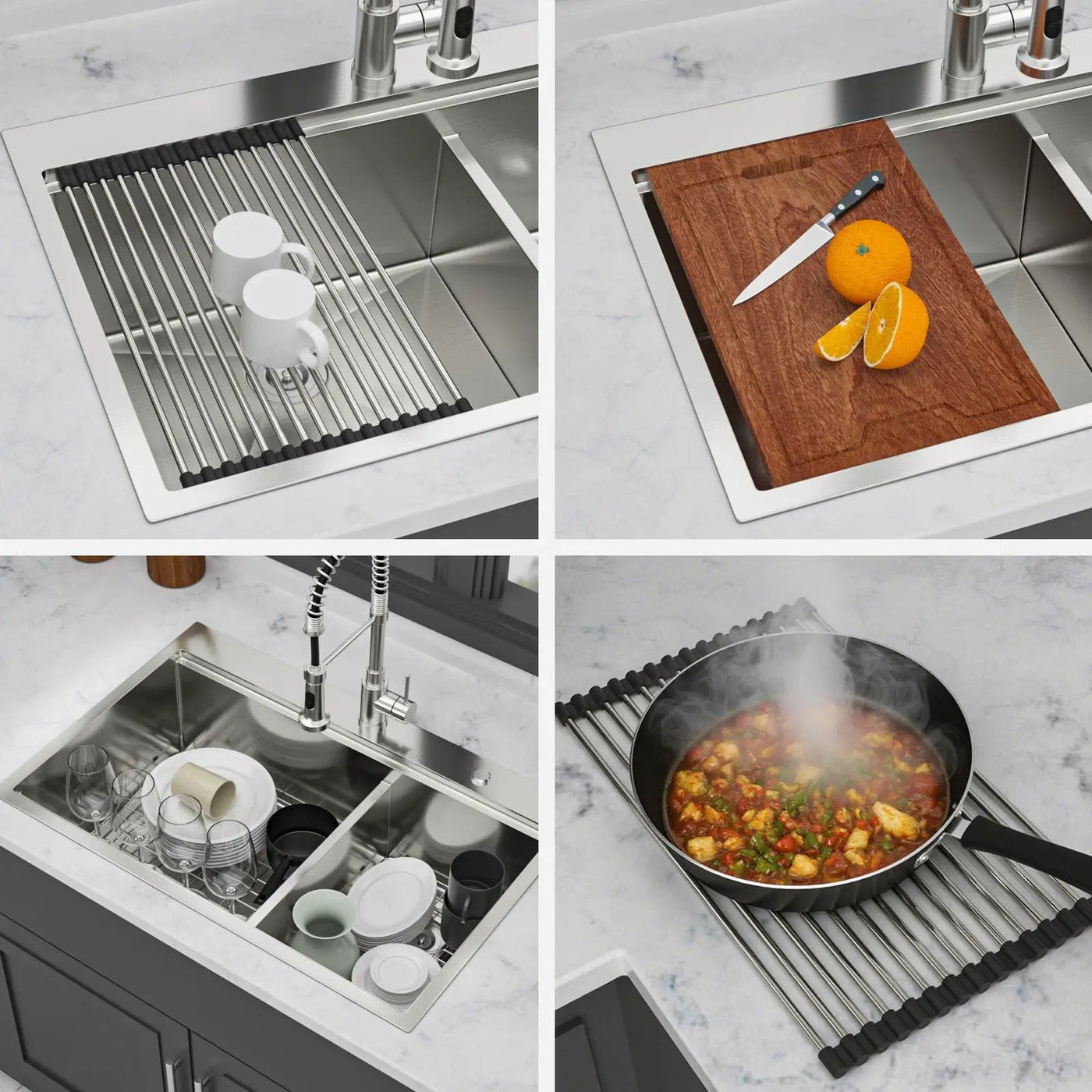 Topmount, Drop In Double Bowl Kitchen Sink by HouseOfZazla