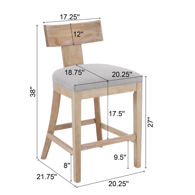 27" Counter Stools Set of 2, Upholstered Counter Height Bar Stools by HouseOfZazla