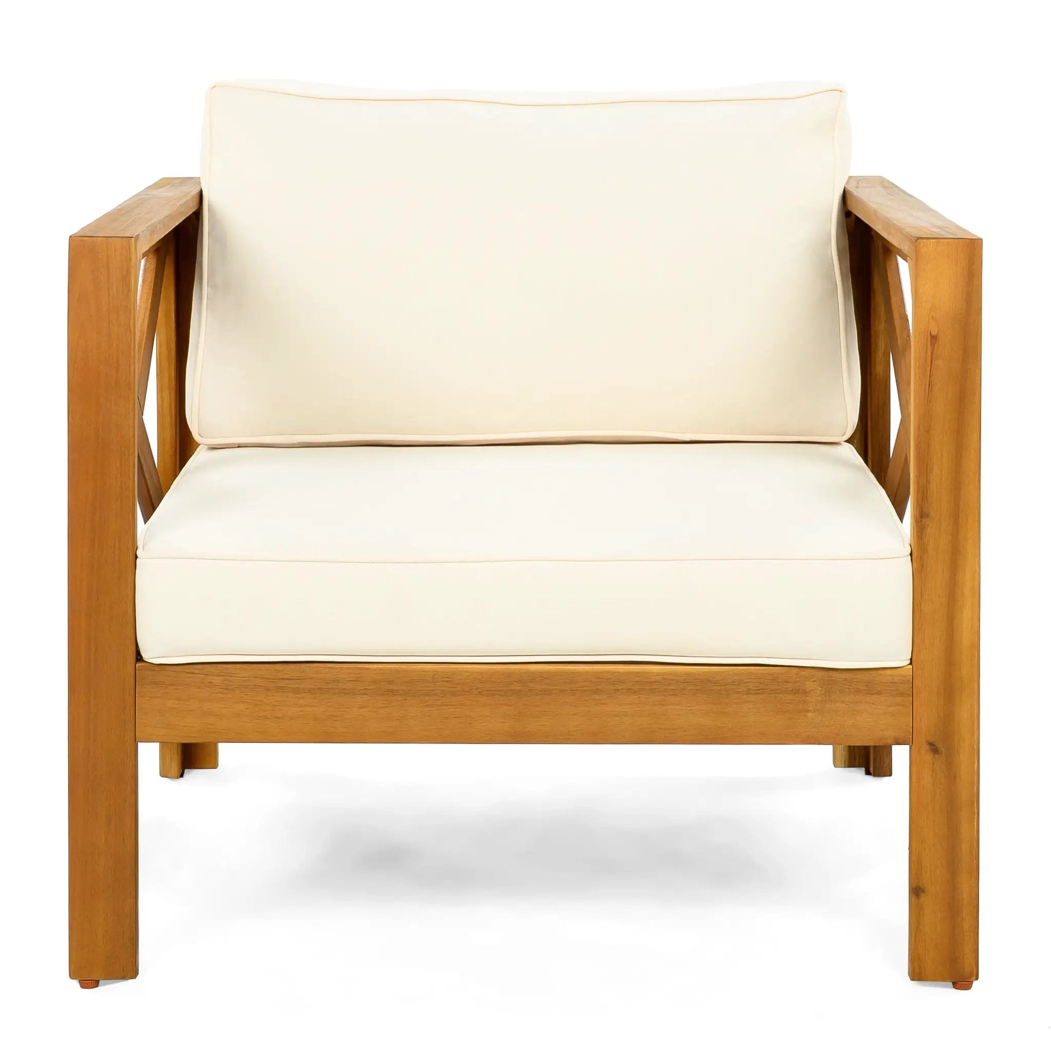 Outdoor Acacia Wood Club Wooden Armchair with Cushions (Set of 2) by HouseOfZazla