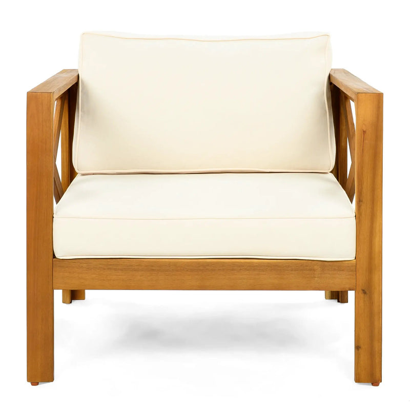 Outdoor Acacia Wood Club Wooden Armchair with Cushions (Set of 2) by HouseOfZazla