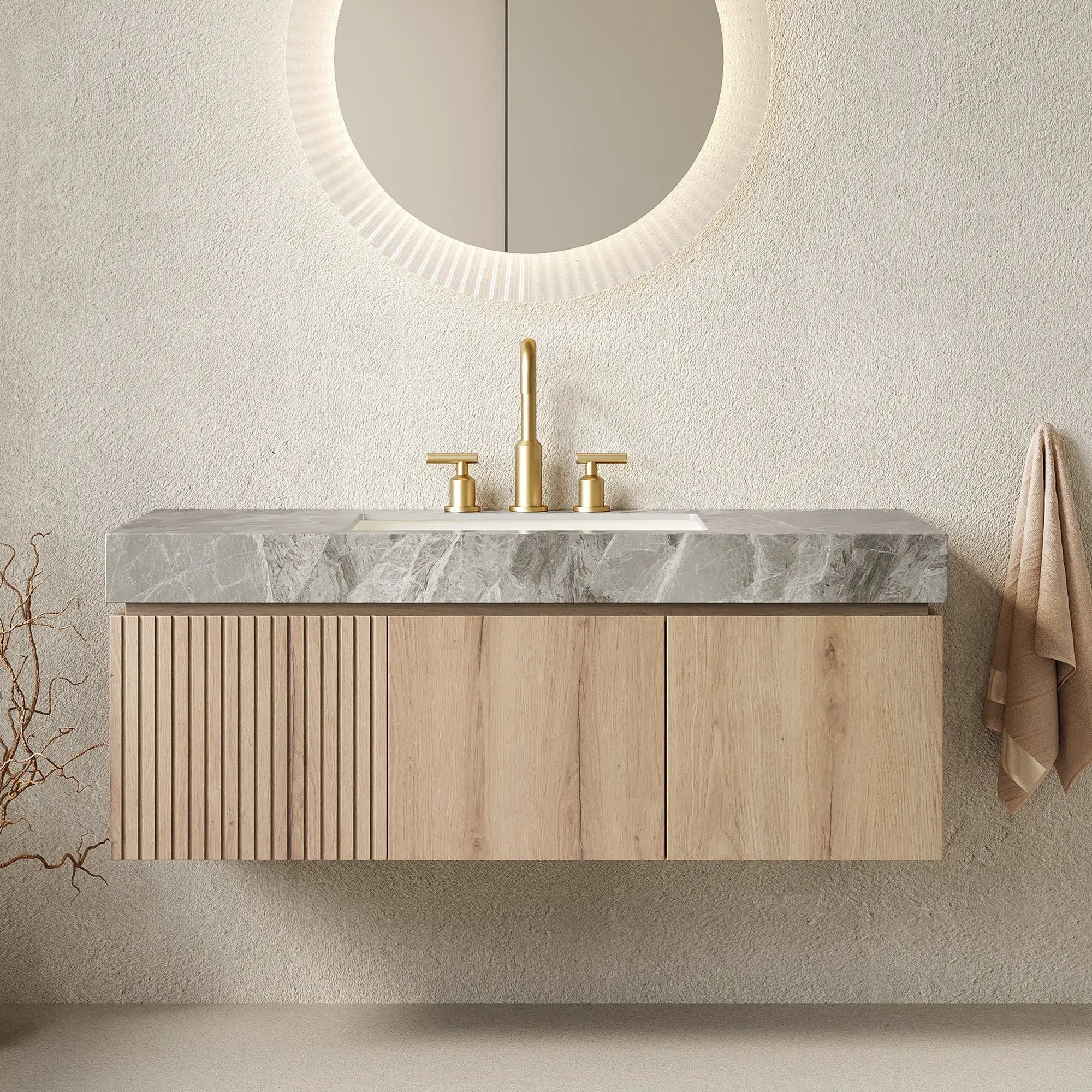 MURI 48" Bathroom Vanity & Sink, Floating Plywood Storage Cabinet by HouseOfZazla