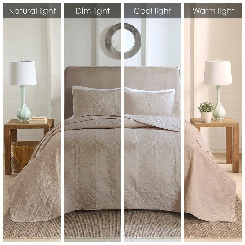 3 Piece Reversible Bedspread Set Khaki Full/Queen by HouseOfZazla