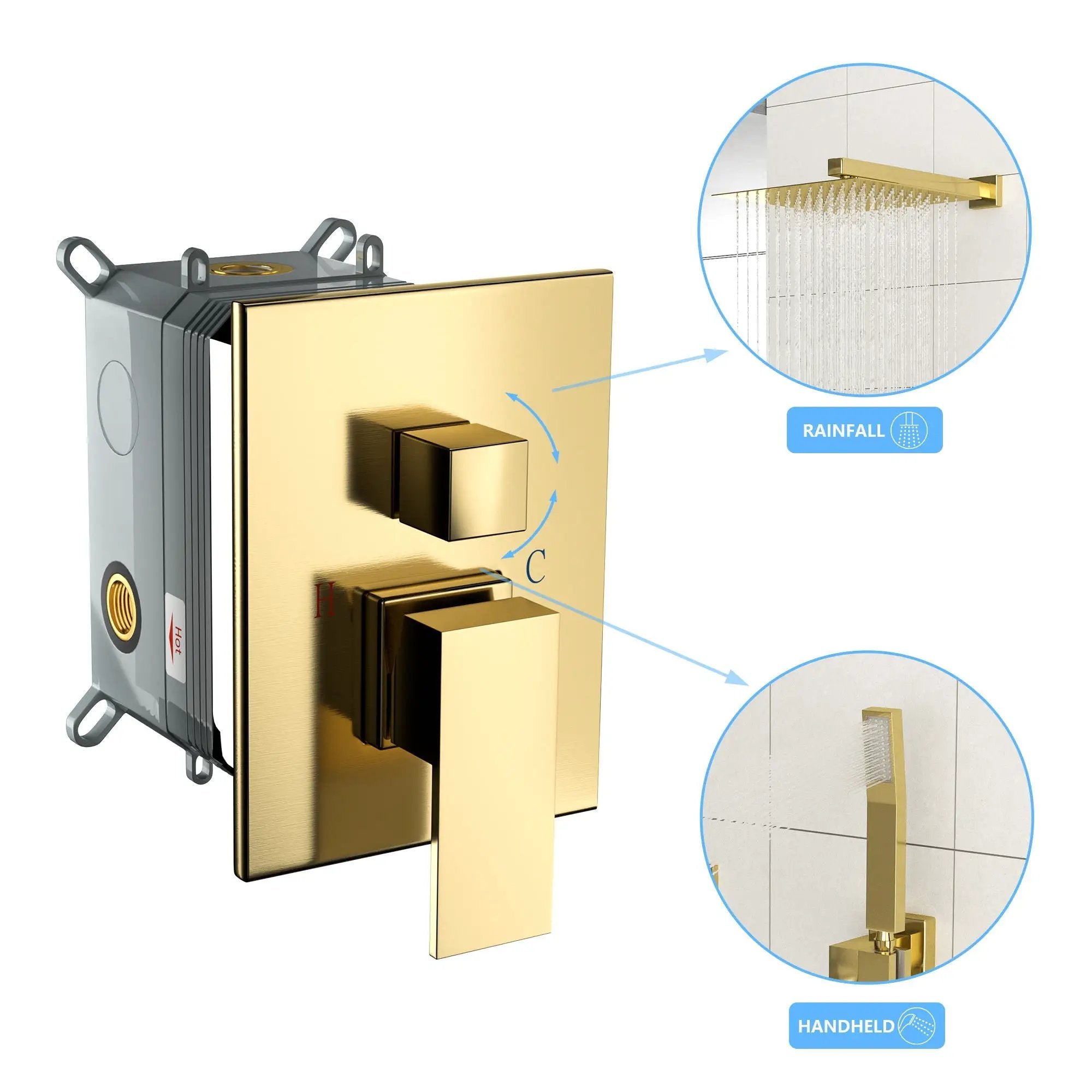 Dual Shower Head 10" Wall Mounted Square Shower System by HouseOfZazla