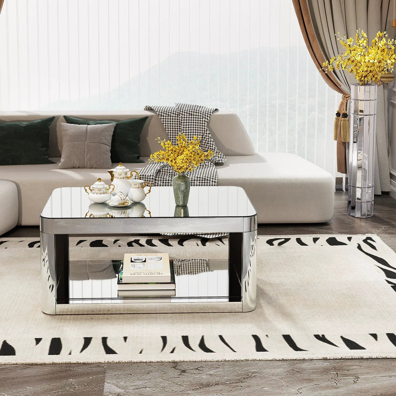 Baked Curved Mirror Coffee Table for Living Room by HouseOfZazla