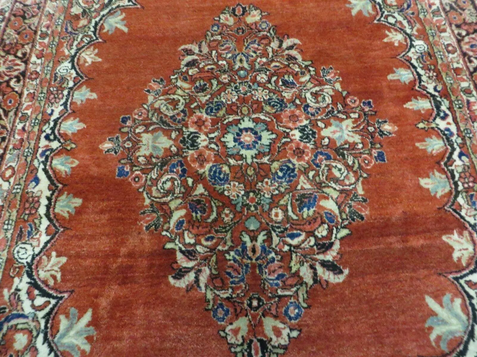 Antique Persian Sarouk Rug 5x8, Red, Semi Open Field, Hand Knotted, Wool by Jewel Rugs