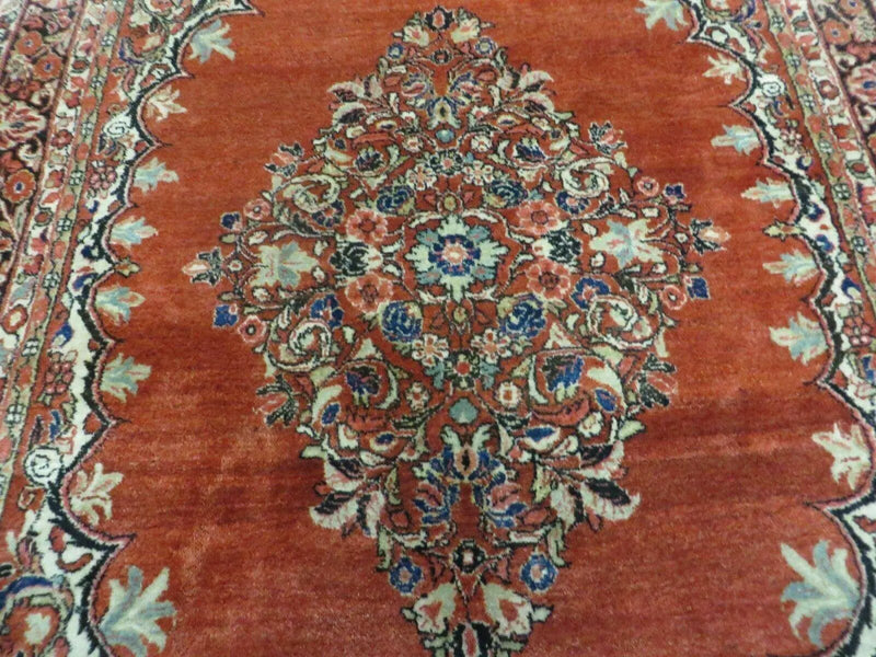 Antique Persian Sarouk Rug 5x8, Red, Semi Open Field, Hand Knotted, Wool by Jewel Rugs
