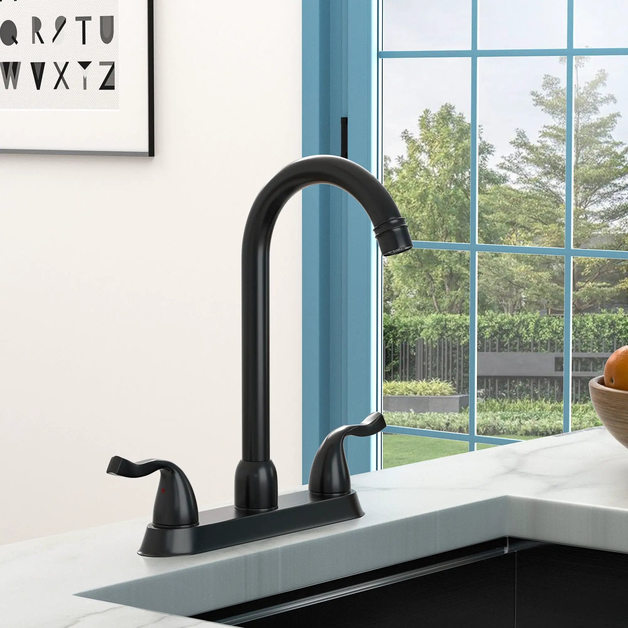Stainless Steel Kitchen Sink Faucet With 2 Handles, 3 Hole Installation by HouseOfZazla