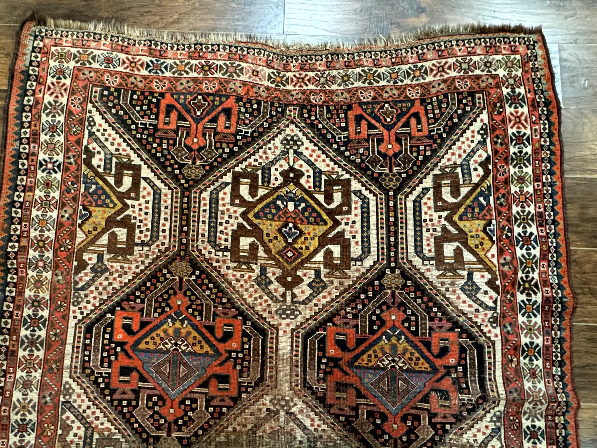 Antique Persian Qashqai Rug 5x8, Persian Tribal Rug, Khamseh Rug by Jewel Rugs