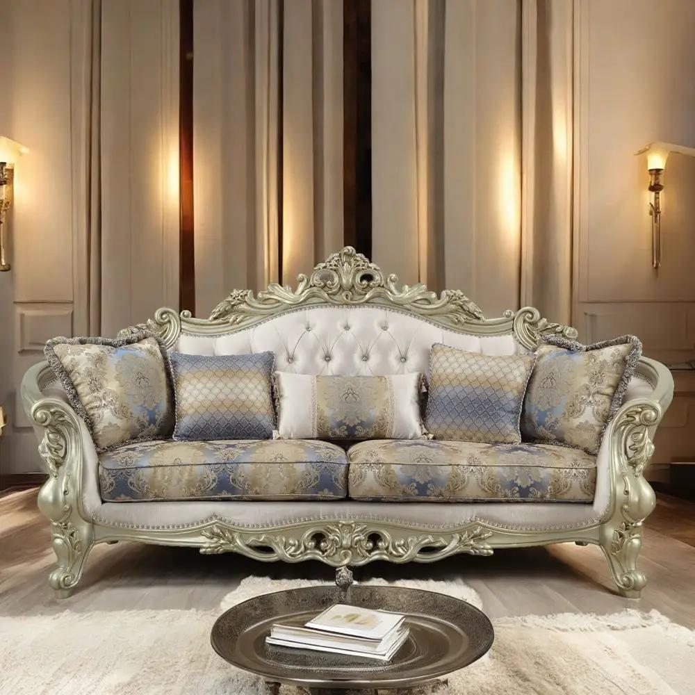 Gorsedd - Sofa With 5 Pillows - Fabric & Golden Ivory by Unique Piece Furniture