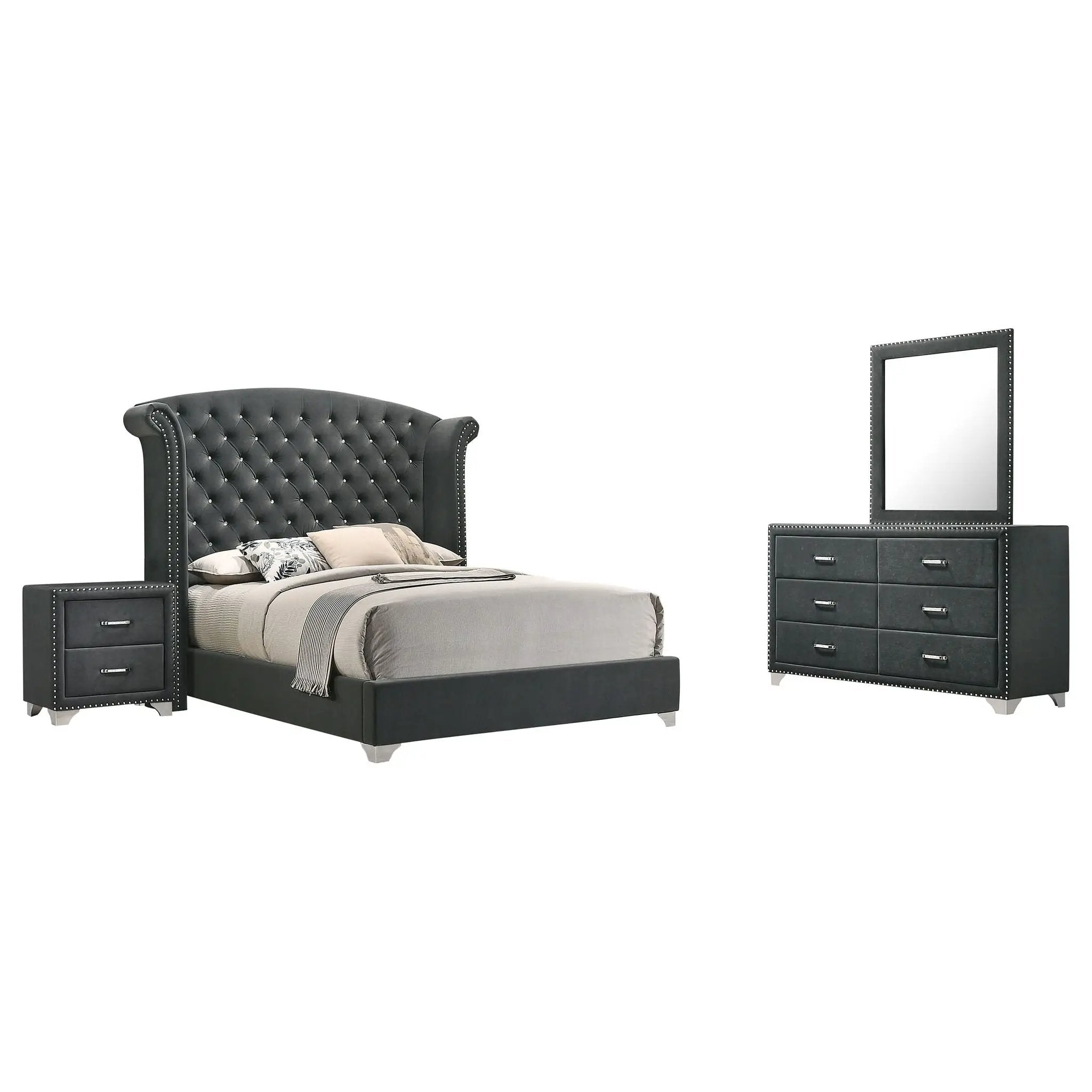 Melody 4-piece California King Bedroom Set Grey by Unique Piece Furniture