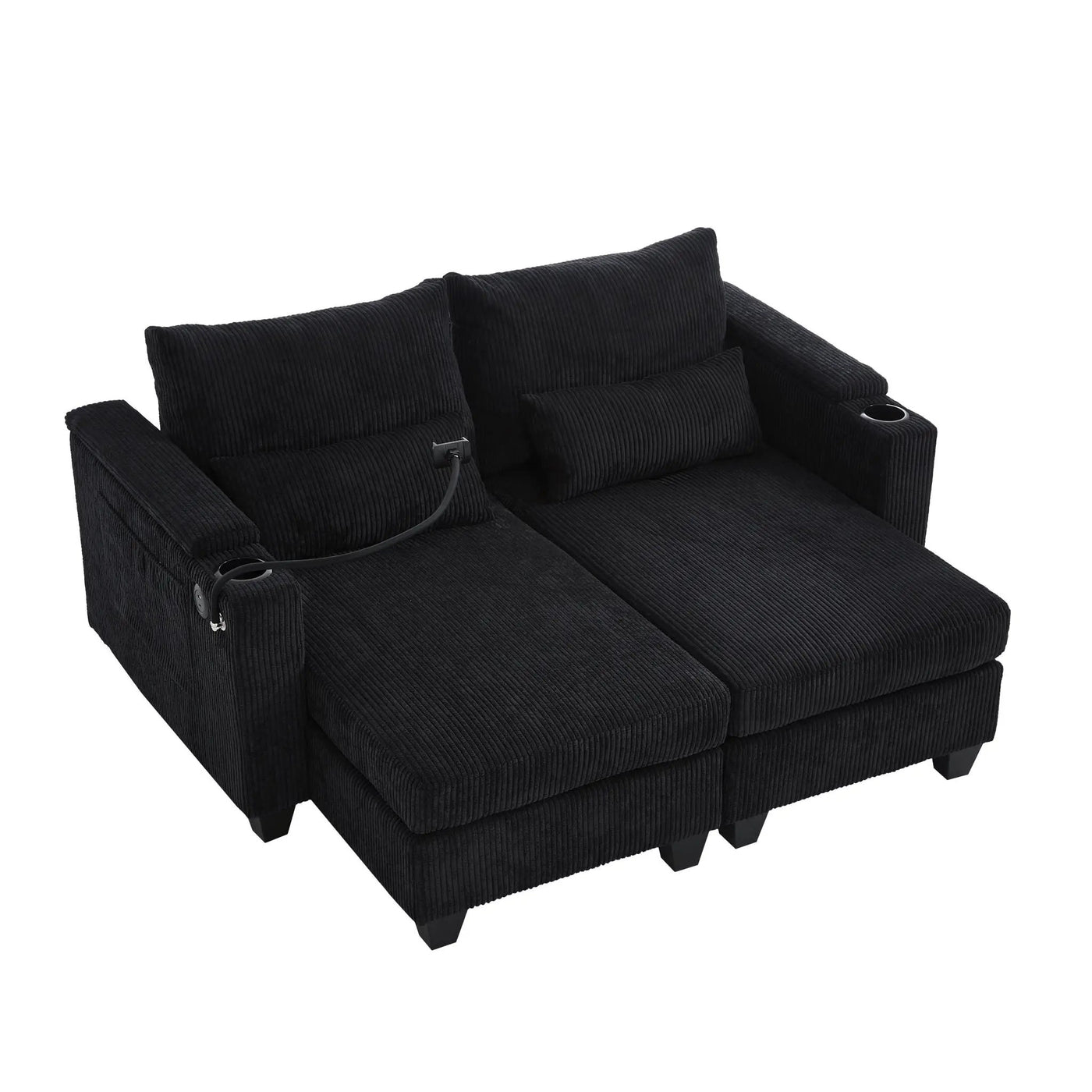 Convertible Chaise Lounge Sofa Chair With USB Ports, Cup Holders, Phone Holder And Storage by Unique Piece Furniture