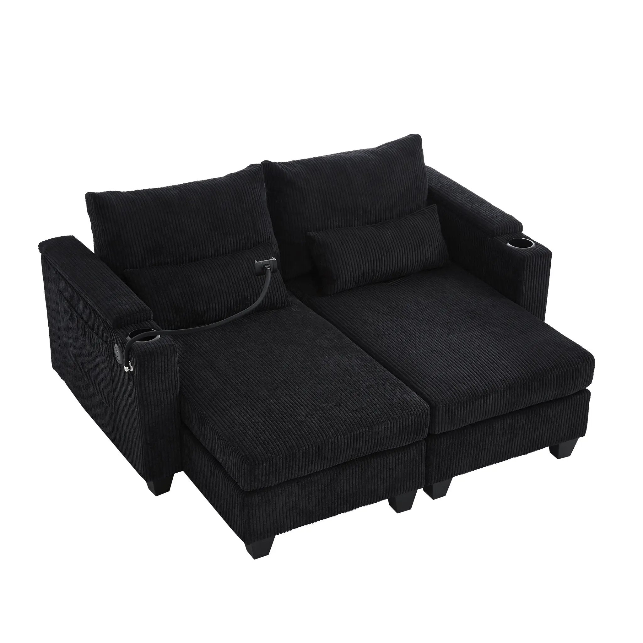 Convertible Chaise Lounge Sofa Chair With USB Ports, Cup Holders, Phone Holder And Storage by Unique Piece Furniture