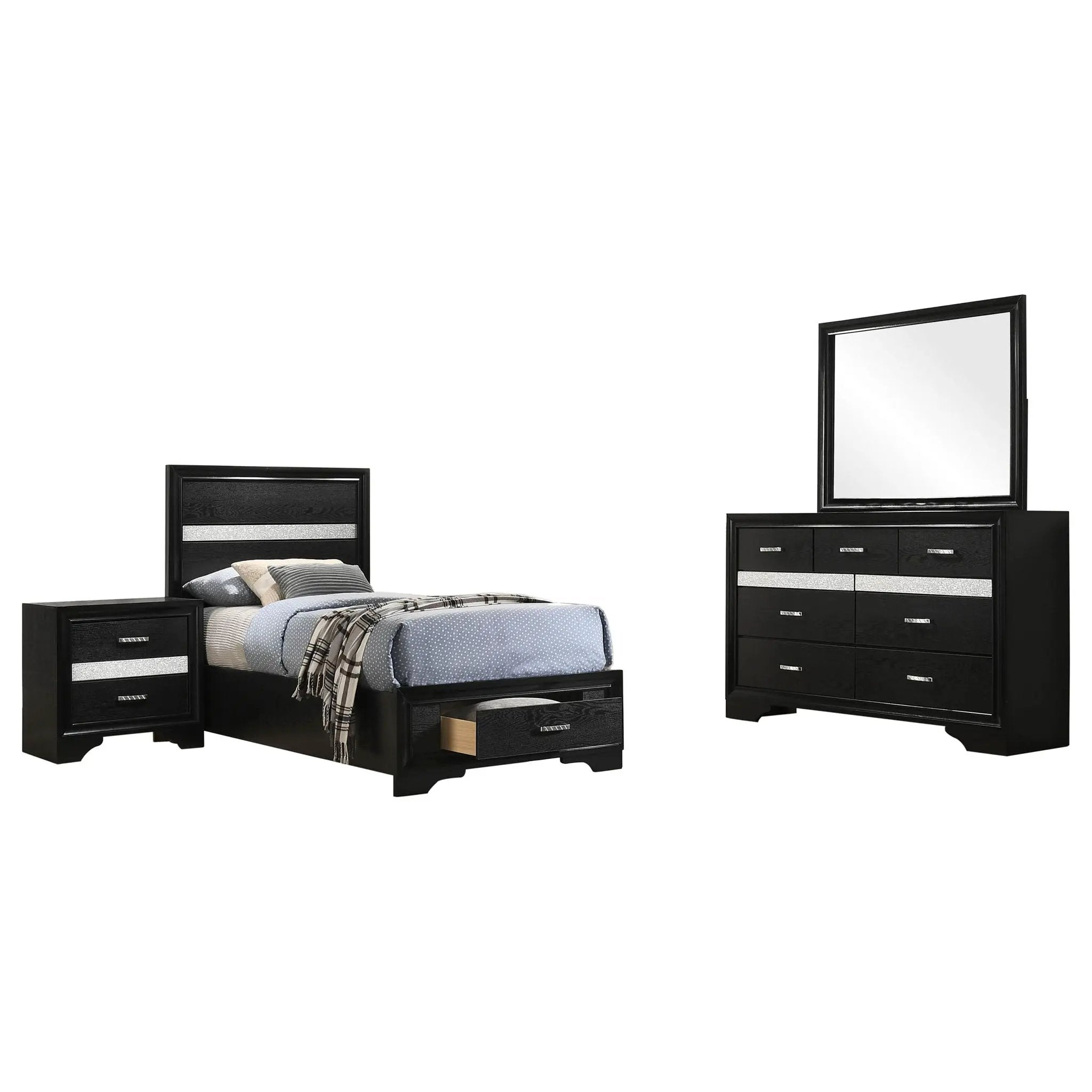 Miranda 4-piece Twin Bedroom Set Black by Unique Piece Furniture