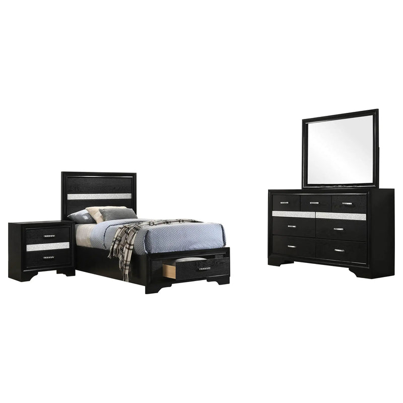 Miranda 4-piece Twin Bedroom Set Black by Unique Piece Furniture