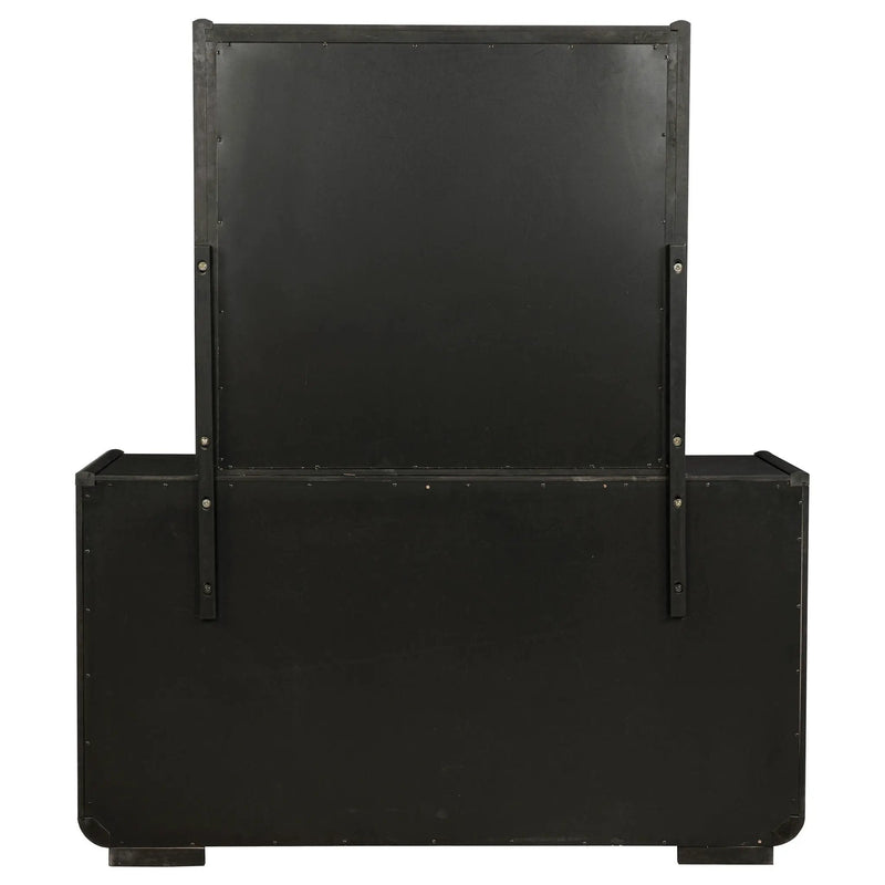 Leandro 8-drawer Bedroom Dresser with Mirror Burnished Black by Unique Piece Furniture