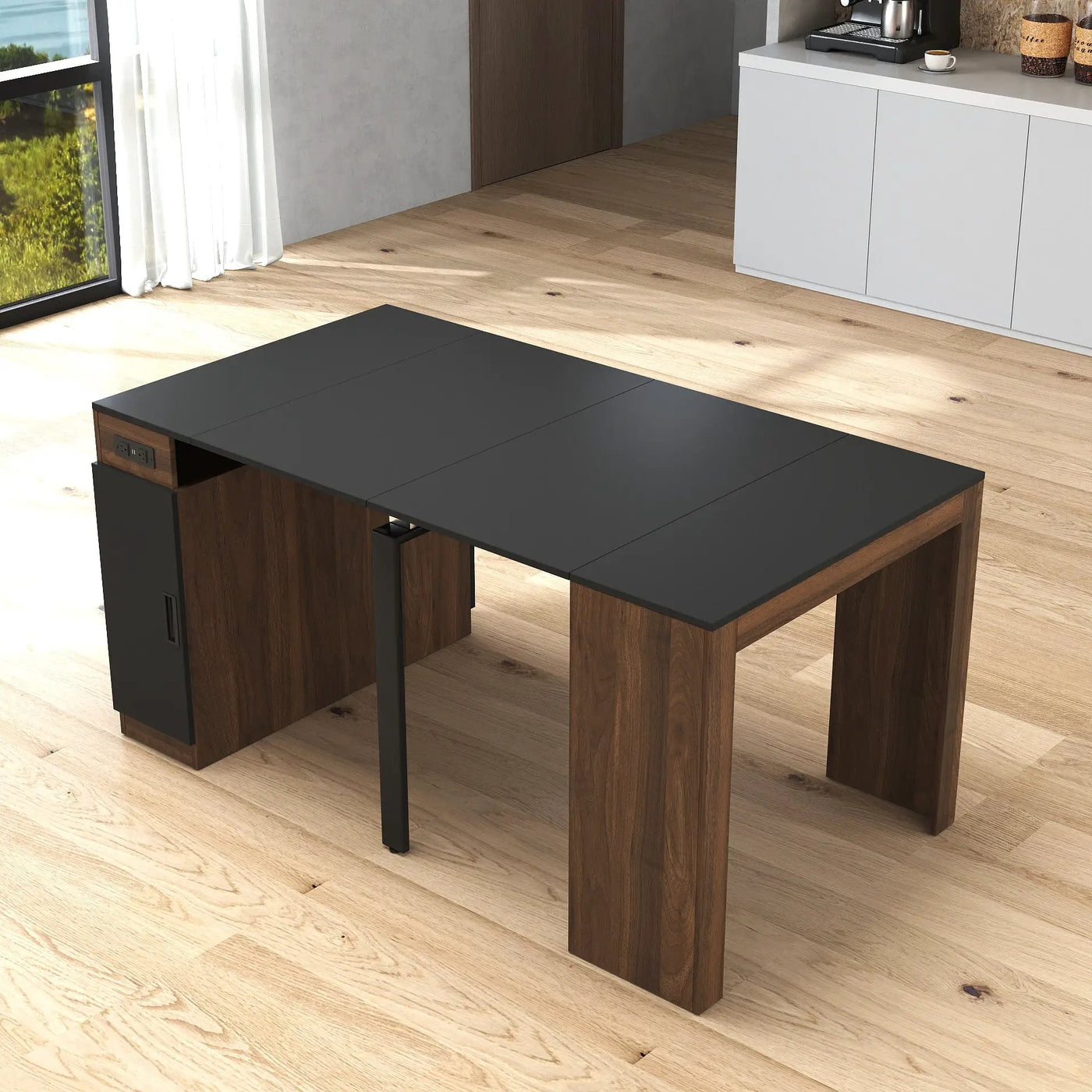 Modern Multifunctional Extendable Dining Table with Outlet by HouseOfZazla
