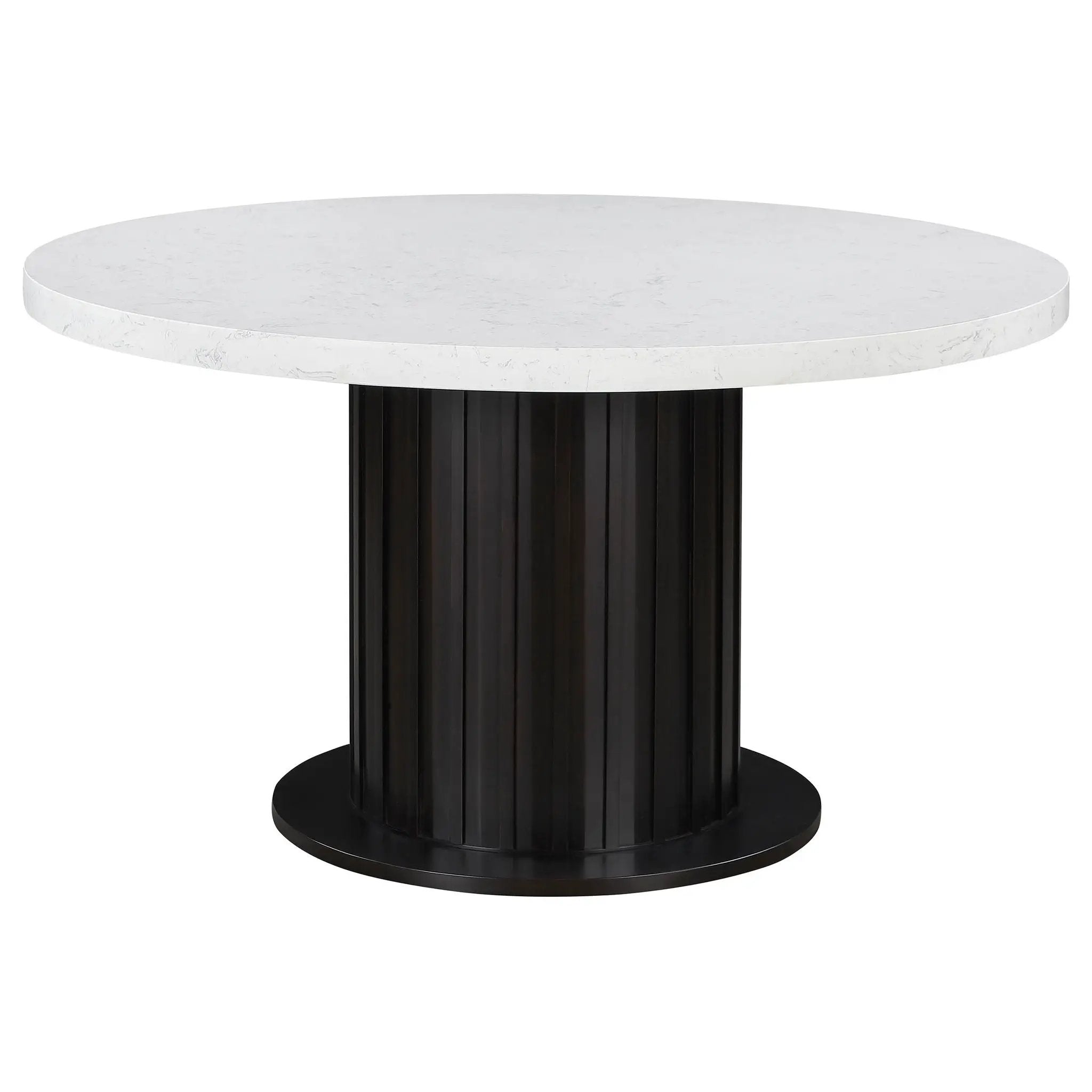 Sherry - 5 Piece Round Dining Table Set With Linen Like Upholstered Chairs - Sand by HouseOfZazla