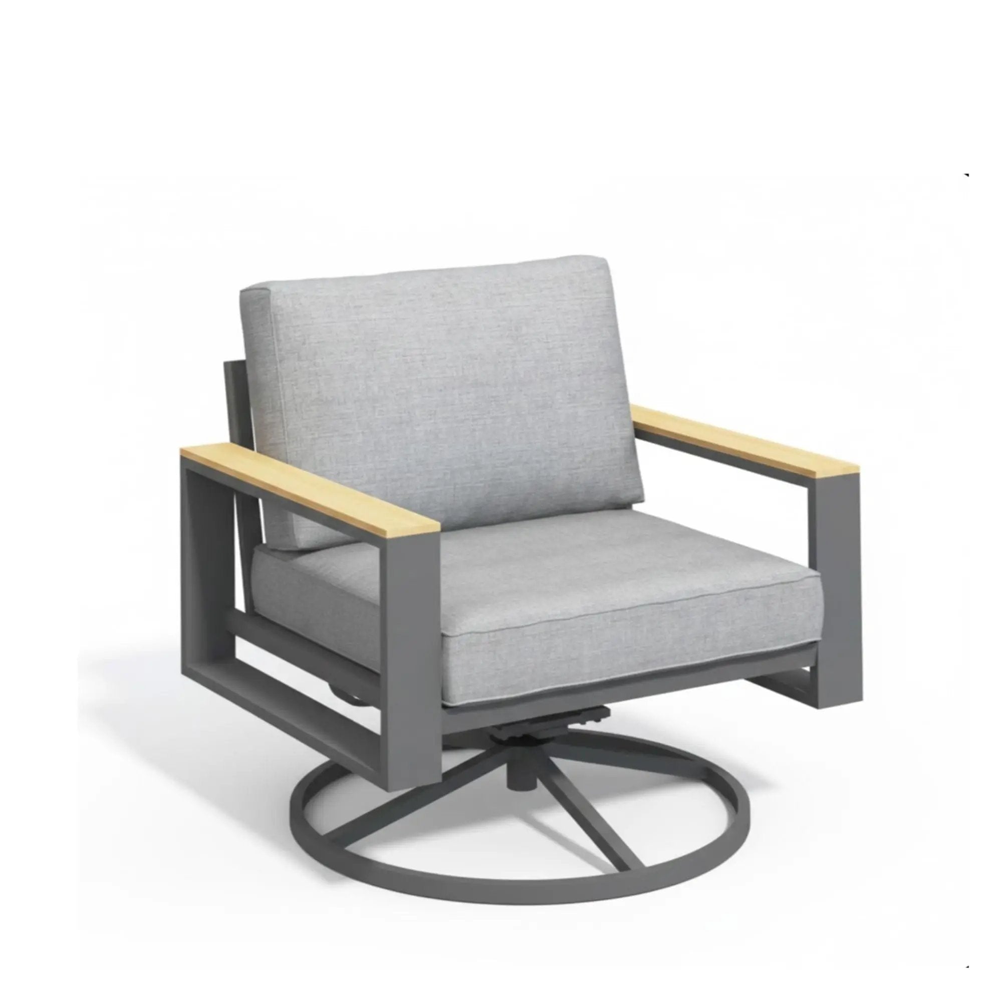 All Weather Swivel Patio Dining Chairs With Cushions - Gray by HouseOfZazla