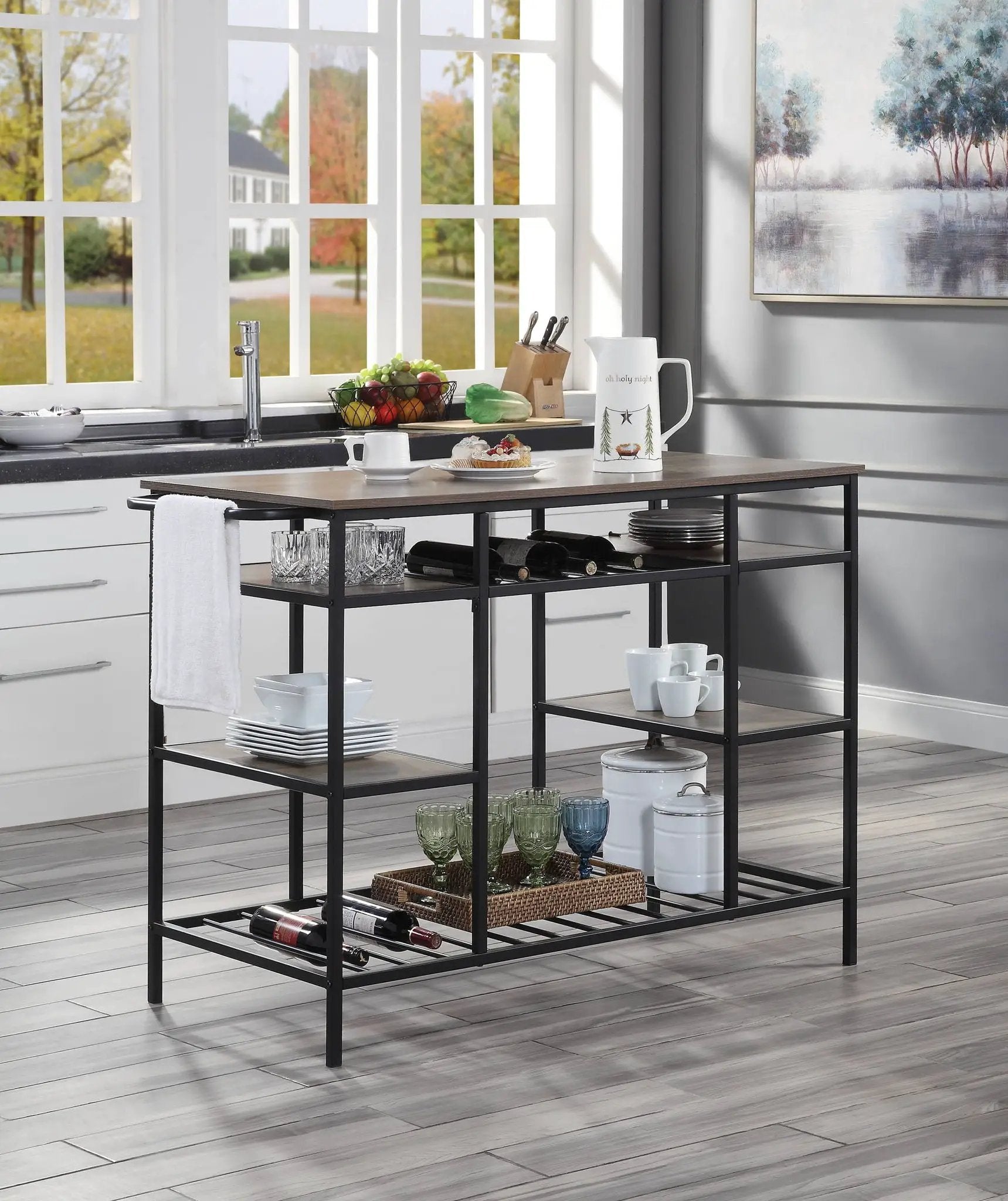 Lona - Kitchen Island - Rustic Oak / Black by Unique Piece Furniture
