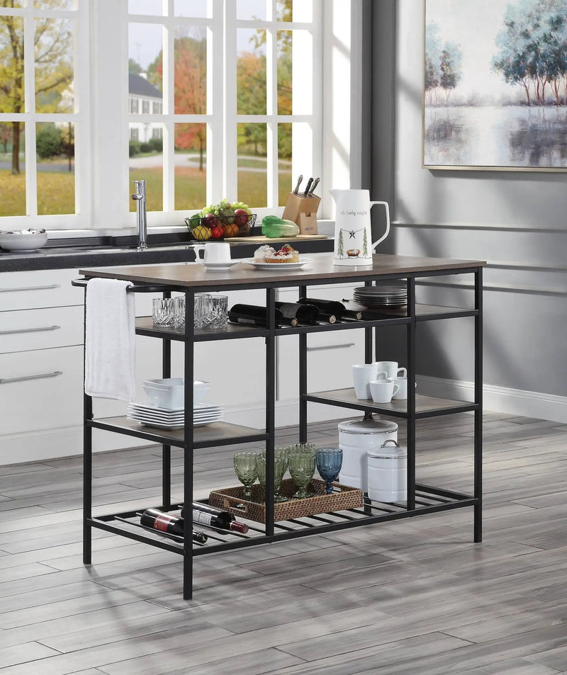 Lona - Kitchen Island - Rustic Oak / Black by Unique Piece Furniture