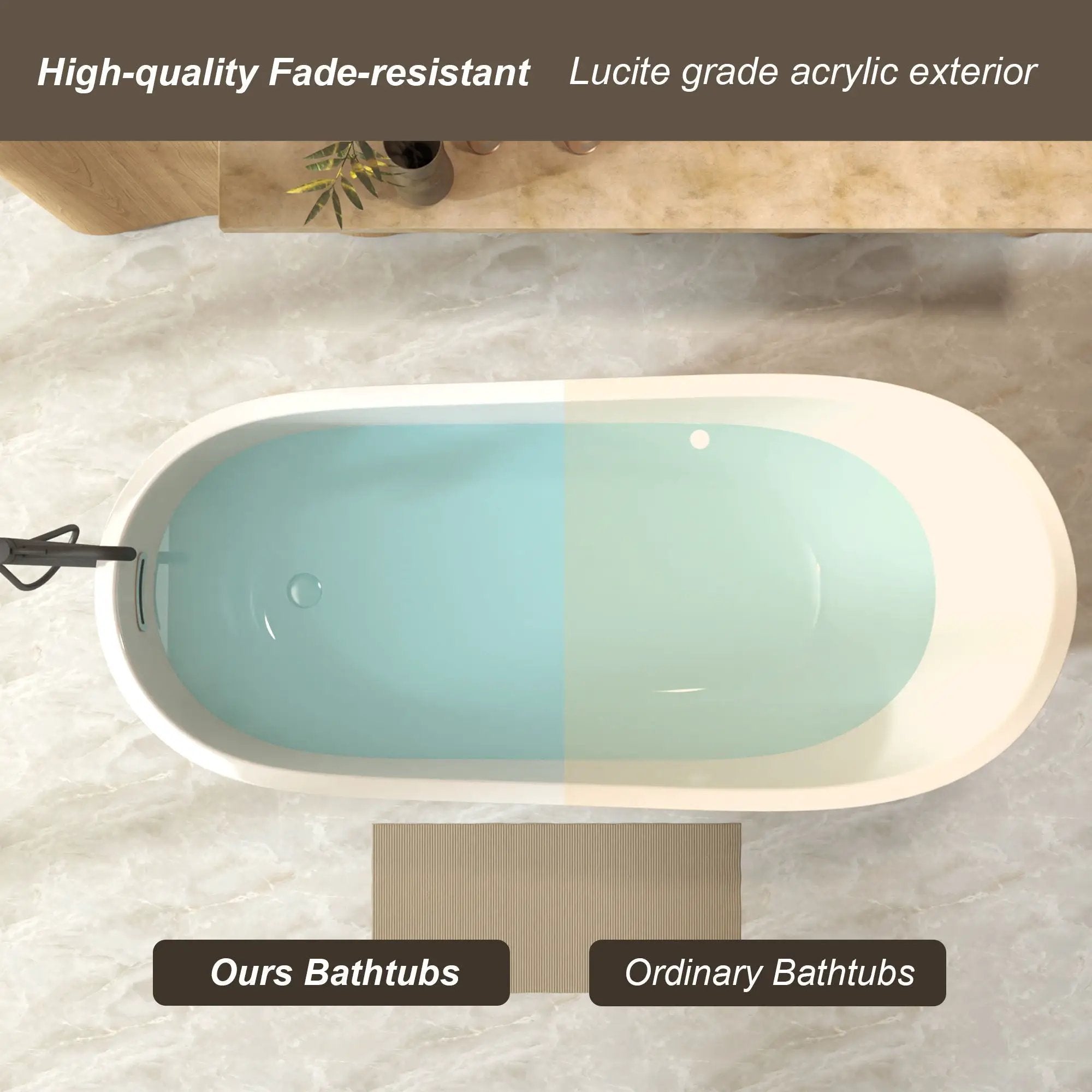 Special-Shaped Freestanding Slipper Bathtub, Overflow & Pop Up Drain