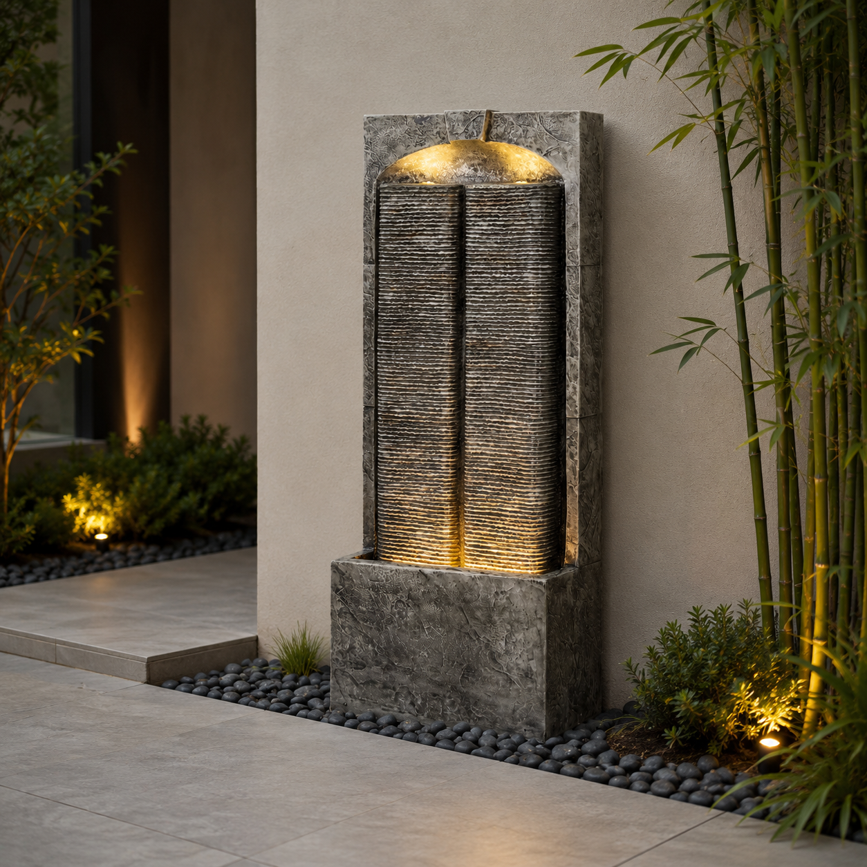 Outdoor Water Fountain Cascading LED Lights 39' H by HouseOfZazla