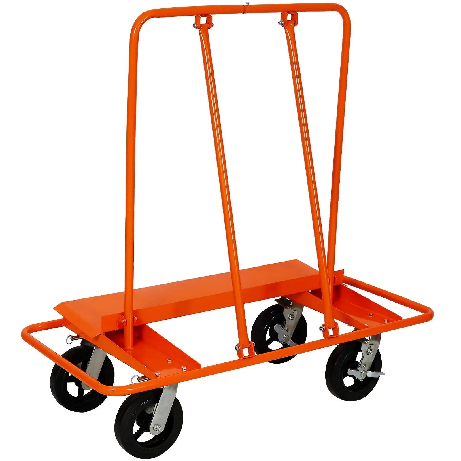 Heavy Duty Drywall Sheet Cart & Panel Dolly With 2400Lbs Capacity, Mold On Rubber Wheels, Steel Construction - Orange by HouseOfZazla