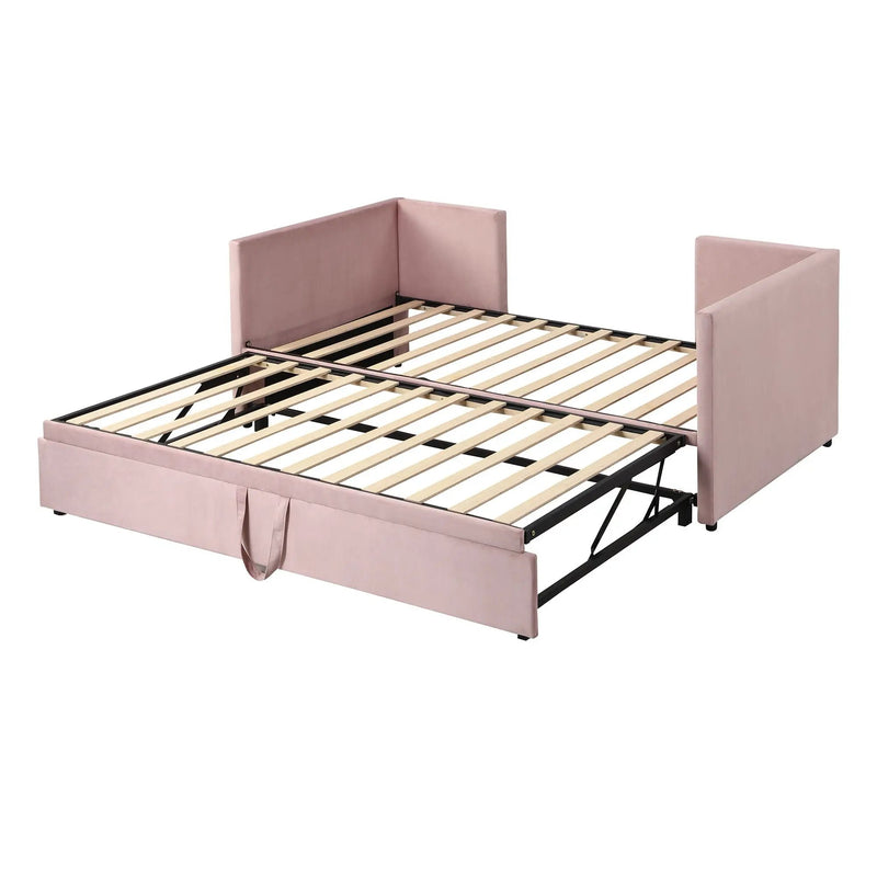 Twin Size Upholstered Daybed With Pop Up Trundle by HouseOfZazla