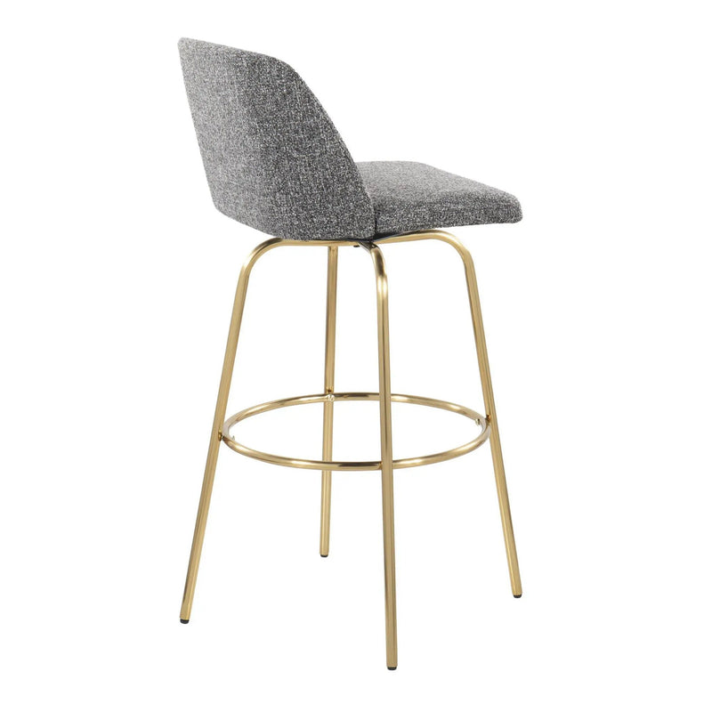 Toriano - Contemporary Fixed Height Barstool With Swivel With Round Footrest (Set of 2) by HouseOfZazla