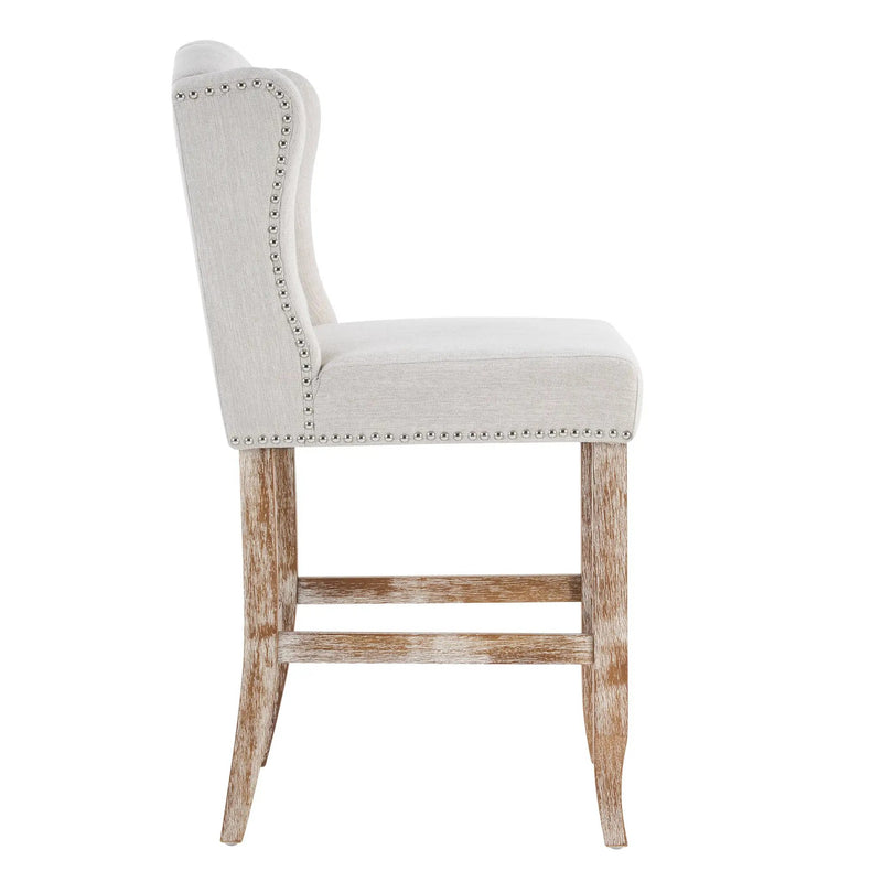 26.78'' Seat Height Vienna Contemporary Fabric Tufted Wingback Counter Stools, Set of 2 by HouseOfZazla