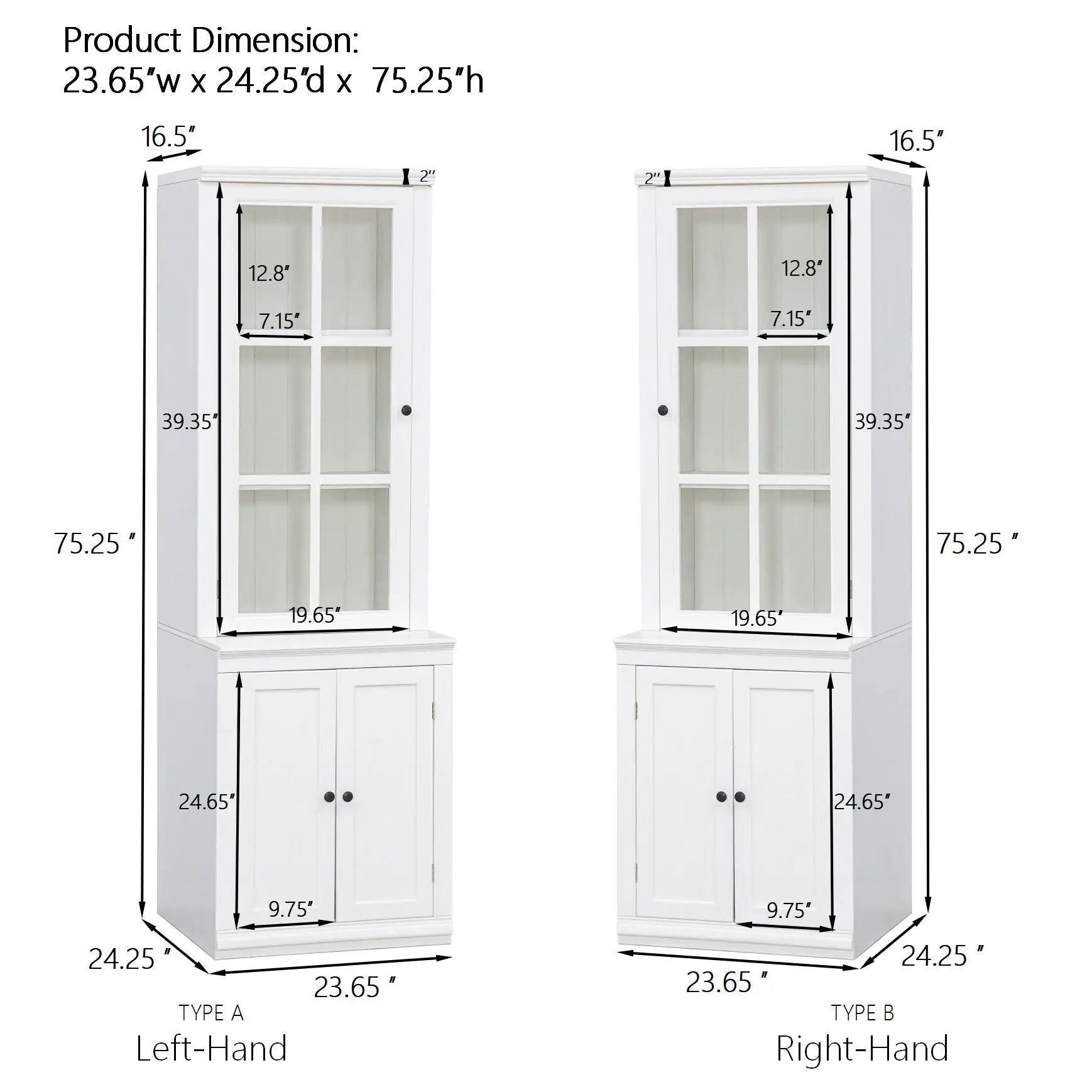 Retro Style Hutch Cabinet With Glass Door, China Cabinet For Home by Unique Piece Furniture
