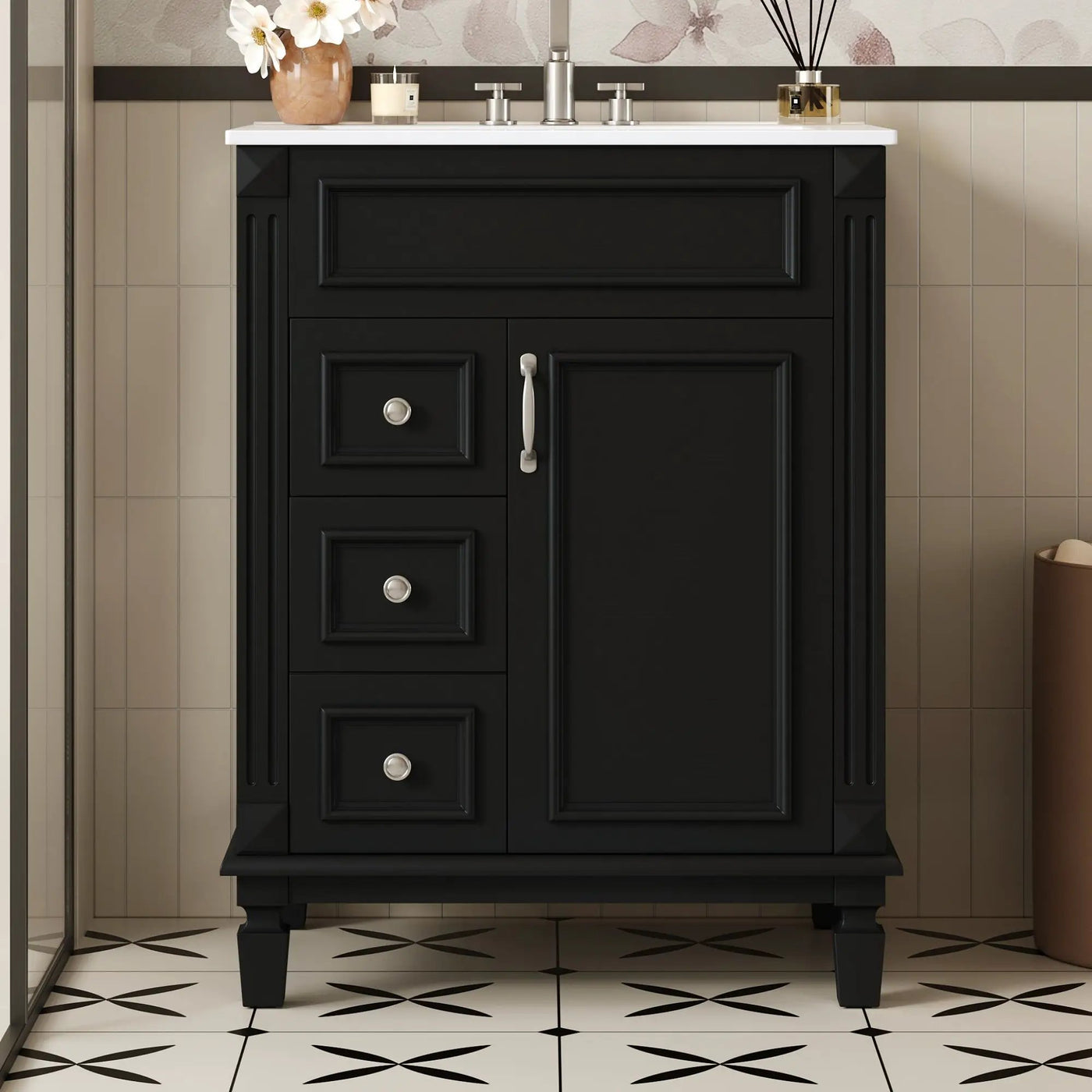 Bathroom Vanity With Sink, Compact Cabinet & 2 Drawers And Adjustable Shelf by Unique Piece Furniture