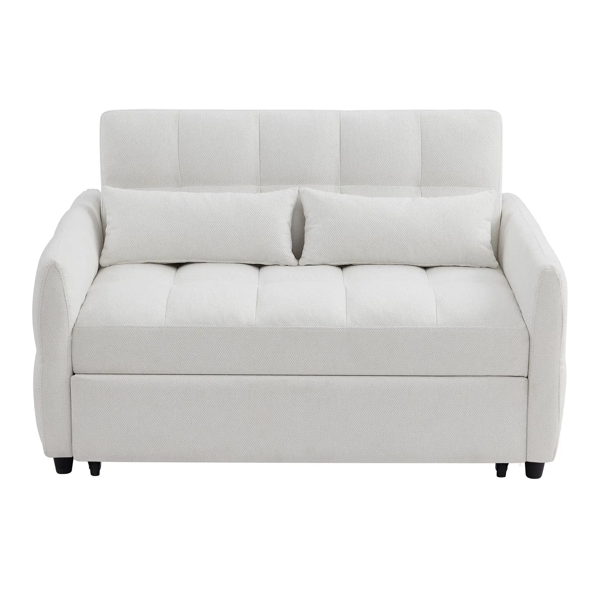 Loveseat Sofa Pull-Out Bed With Adjustable Backrest, 3 USB Ports And 2 Lumbar Pillows For Living Room by HouseOfZazla