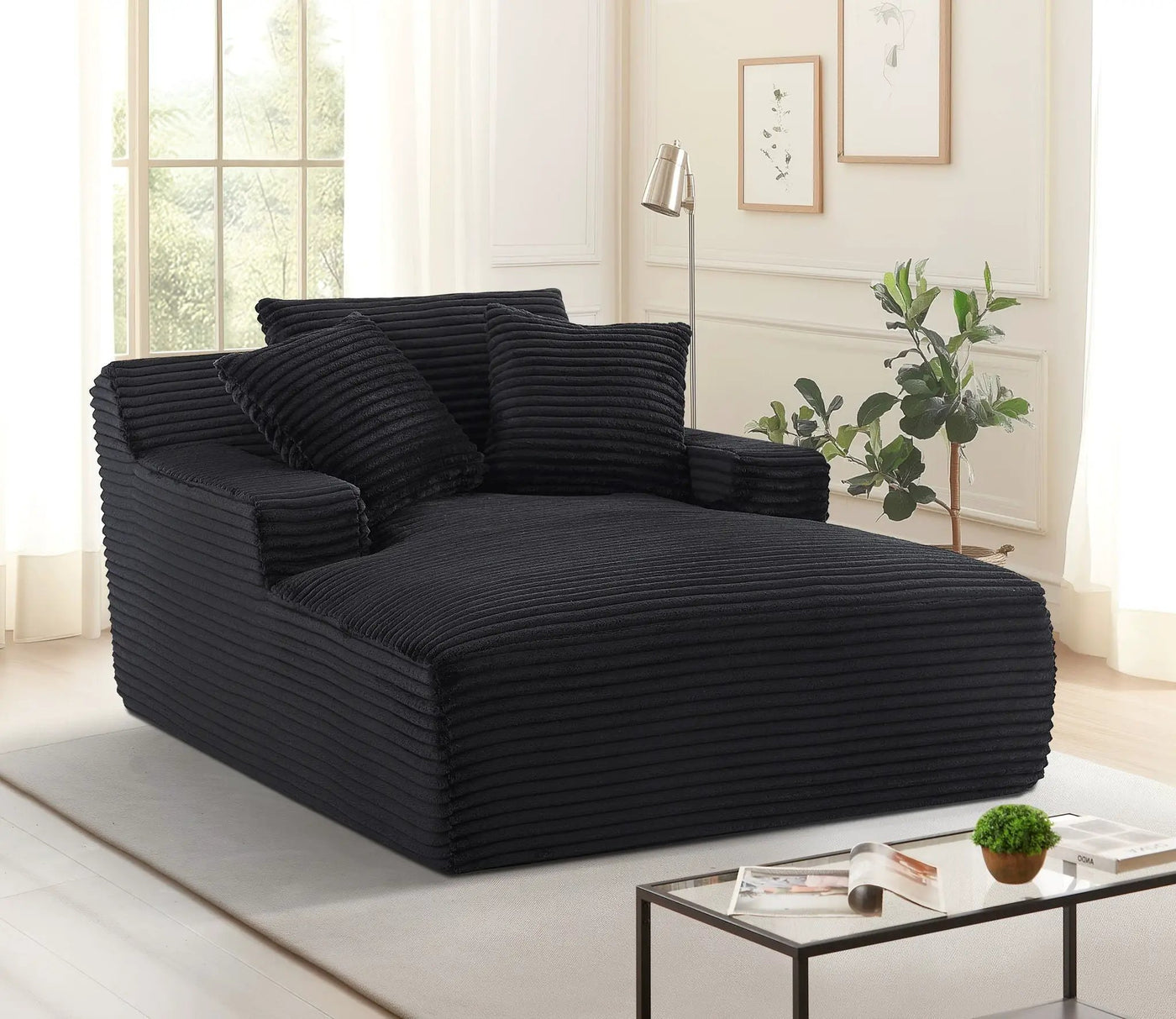 Cloudline - Oversized Chaise Lounge, Modern Comfy Couch With Full Foam Cushioning, Cozy Sleeper Sofabed by Unique Piece Furniture