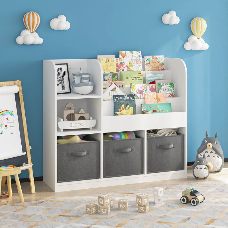 Bookcase And Bookshelf With 3 Collapsible Drawers, Multifunctional Display Stand by HouseOfZazla