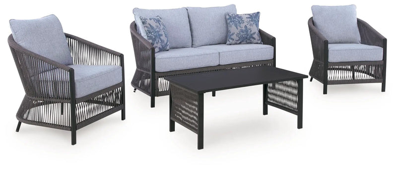 Bridges Beach - Loveseat, Lounge Chairs, Table Set (Set of 4) - Gray by Unique Piece Furniture