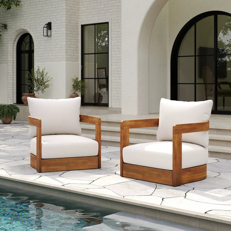 Premium Acacia Wood Outdoor Club Chairs - Set of 2 by HouseOfZazla