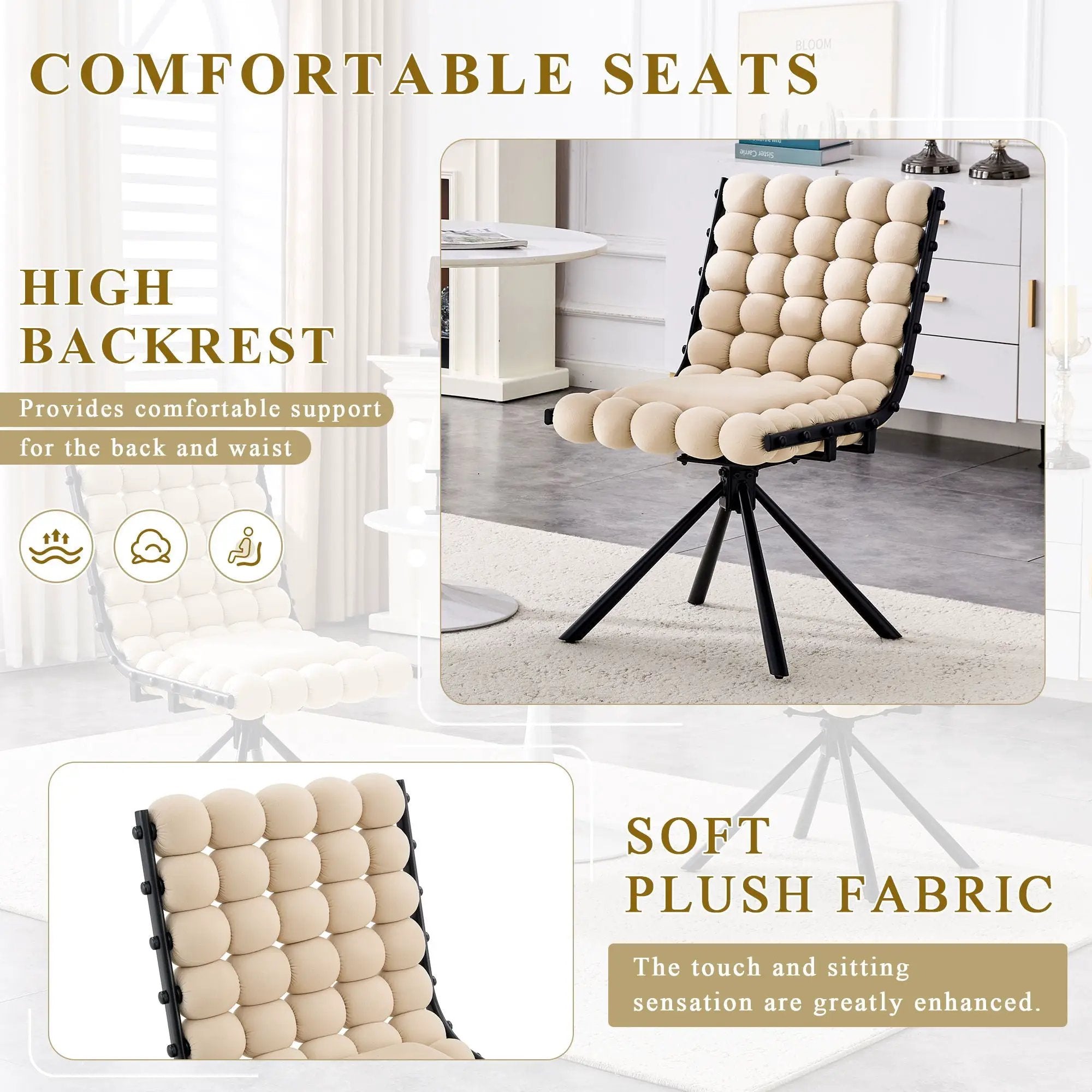 Puffy Bubble, Ball Chain Dining Chairs For Dining Room (Set of 2) by Unique Piece Furniture
