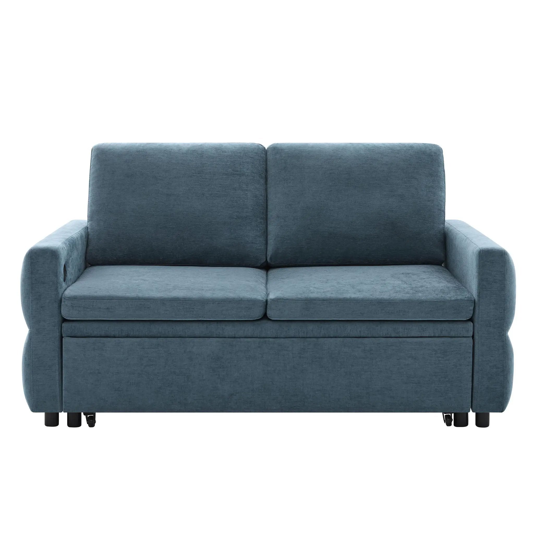 Convertible Sofa Bed Loveseat With Adjustable Backrest And USB Ports by HouseOfZazla