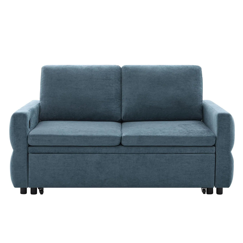 Convertible Sofa Bed Loveseat With Adjustable Backrest And USB Ports by HouseOfZazla