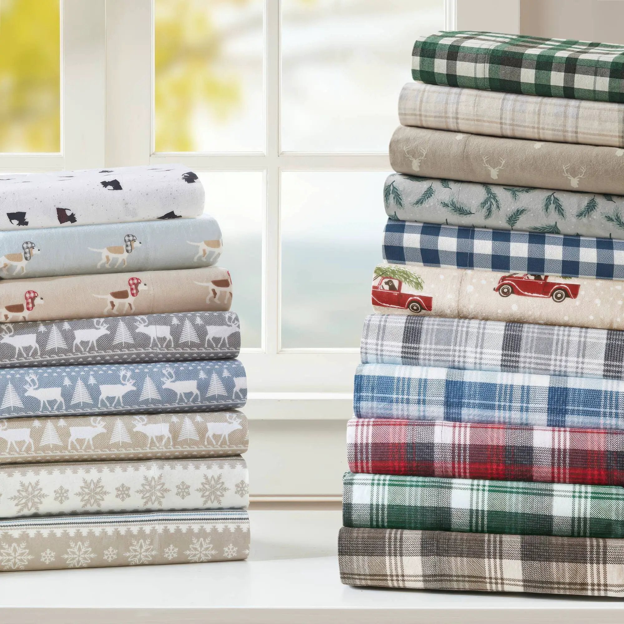 4 Pieces Queen 100% Cotton Flannel Printed Sheet Set Finton by HouseOfZazla