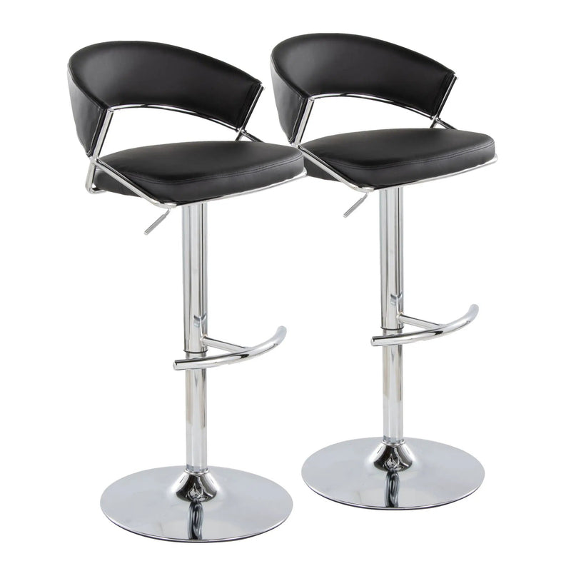 Jie - Contemporary Adjustable Barstool With Swivel & Rounded T Footrest (Set of 2) by HouseOfZazla