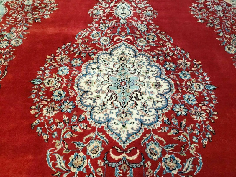 9' X 12' Vintage Handmade India Medallion Wool Rug Vegetable Dyes Nice Red by Jewel Rugs