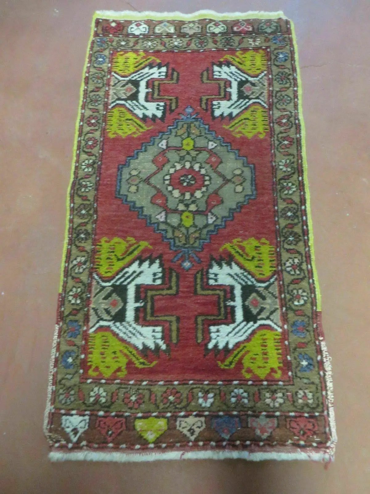 20" X 38" Antique Handmade Turkish Oushak Oshak Yastik Wool Rug Mat Turkey Nice by Jewel Rugs