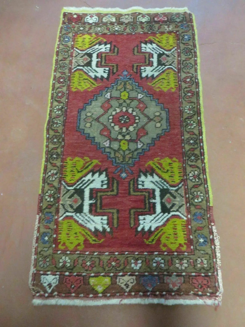 20" X 38" Antique Handmade Turkish Oushak Oshak Yastik Wool Rug Mat Turkey Nice by Jewel Rugs