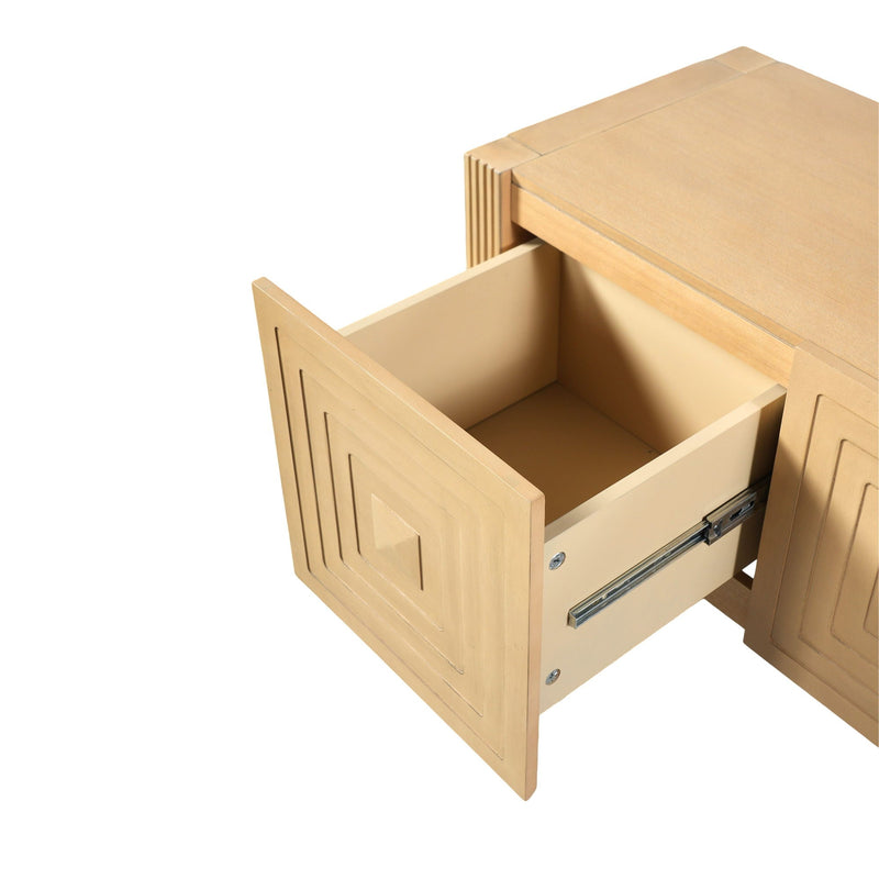Geometric Carved Console Table With 3 Soft Close Drawers by HouseOfZazla